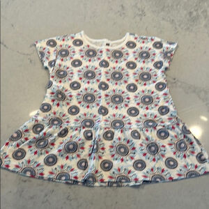 Tea Collection Patterned Top with Ruffle Hem